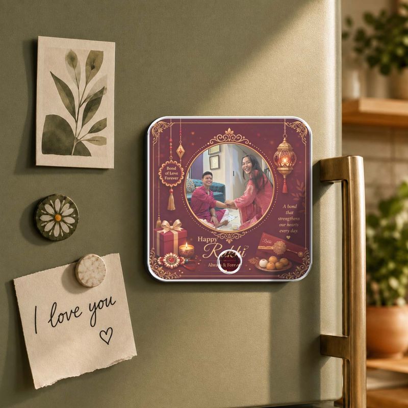 Personalized Happy Rakhi Photo Gift for Sister Custom Musical Fridge Magnet Celebrate the Bond of Siblings Rakhi Return Gift Memorable Rakhi Gift